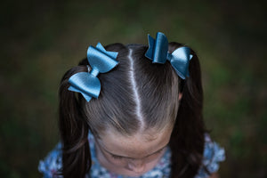 Classic Medium Sabrina Style Bow || Blue Seersucker