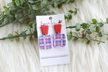Angel Square Clay Earrings || 4th of July Plaid