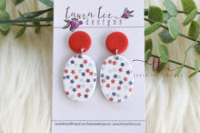 Oval Clay Earrings || 4th of July Stars