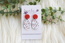 Oval Clay Earrings || 4th of July Stars