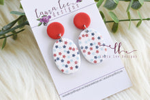 Oval Clay Earrings || 4th of July Stars