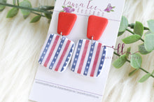 Angel Square Clay Earrings || 4th of July Stripes