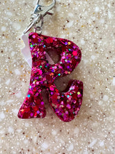 Letter Keychain || Hot Pink Confetti Glitter