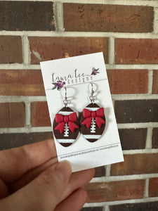 Clay Earrings || Football with Bow