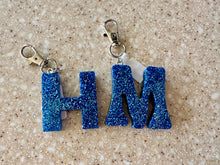 Letter Keychain || Shades of Blue Glitter