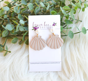 Seashell Clay Earrings || Choose Gold or Silver Finish