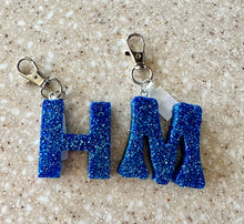 Letter Keychain || Shades of Blue Glitter