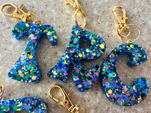 Letter Keychain || Blue Bayou Glitter