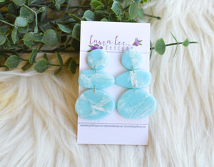 Pebbles Abstract Clay Earrings || Light Blue