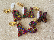 Letter Keychain || Rainbow Glitter