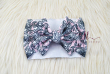 Large Julia Messy Bow Headwrap || Pink and Black Floral