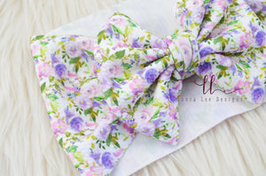 Large Julia Messy Bow Headwrap || Purple Floral