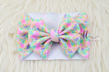 Large Julia Messy Bow Headwrap || Colorful Mermaid Scales