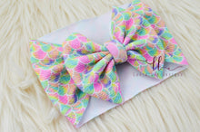 Large Julia Messy Bow Headwrap || Colorful Mermaid Scales