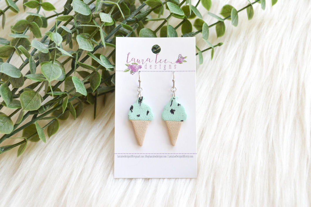 Clay Earrings || Mint Chocolate Chip Ice cream || Made to Order