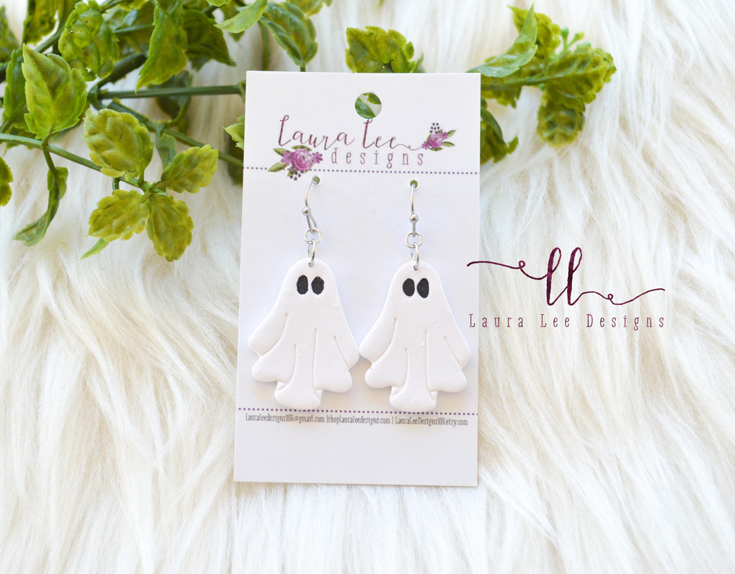 Ghost Clay Earrings || White || Made to ORder