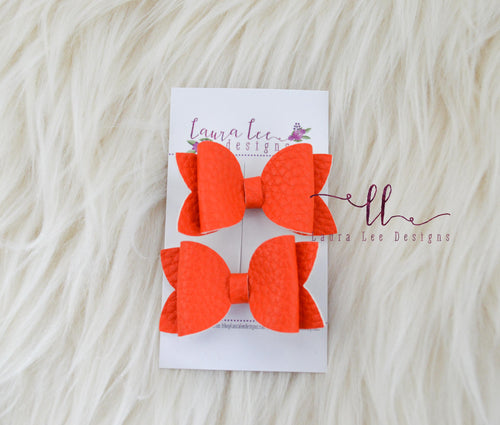 Pippy Style Pigtail Bow Set || Orange Vegan Leather