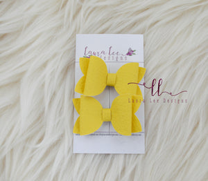 Pippy Style Pigtail Bow Set || Yellow Vegan Leather