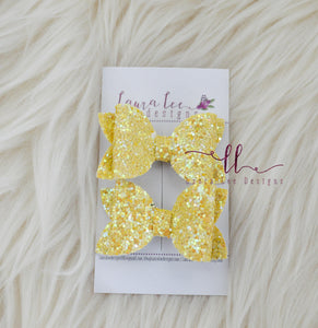 Pippy Style Pigtail Bow Set || Yellow Glitter