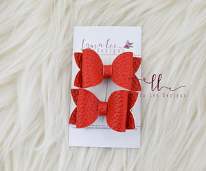 Pippy Style Pigtail Bow Set || Red Vegan Leather