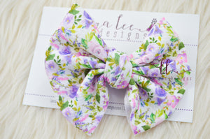 Large Julia Bow Style Bow || Purple Floral