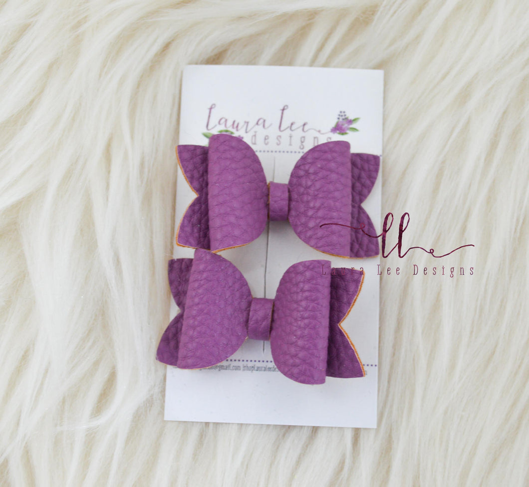 Pippy Style Pigtail Bow Set || Purple Vegan Leather