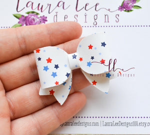 Bitty Style Bow || Red White and Blue Stars Vegan Leather