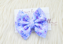 Puffy Large Julia Bow Style Bow || Purple and Blue Tie Dye