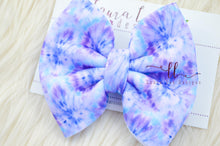 Puffy Large Julia Bow Style Bow || Purple and Blue Tie Dye