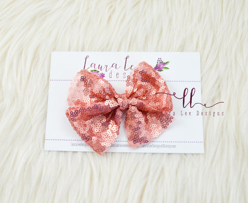 Nea Bow Style || Dusty Rose Pink Sequin || CLIP ONLY