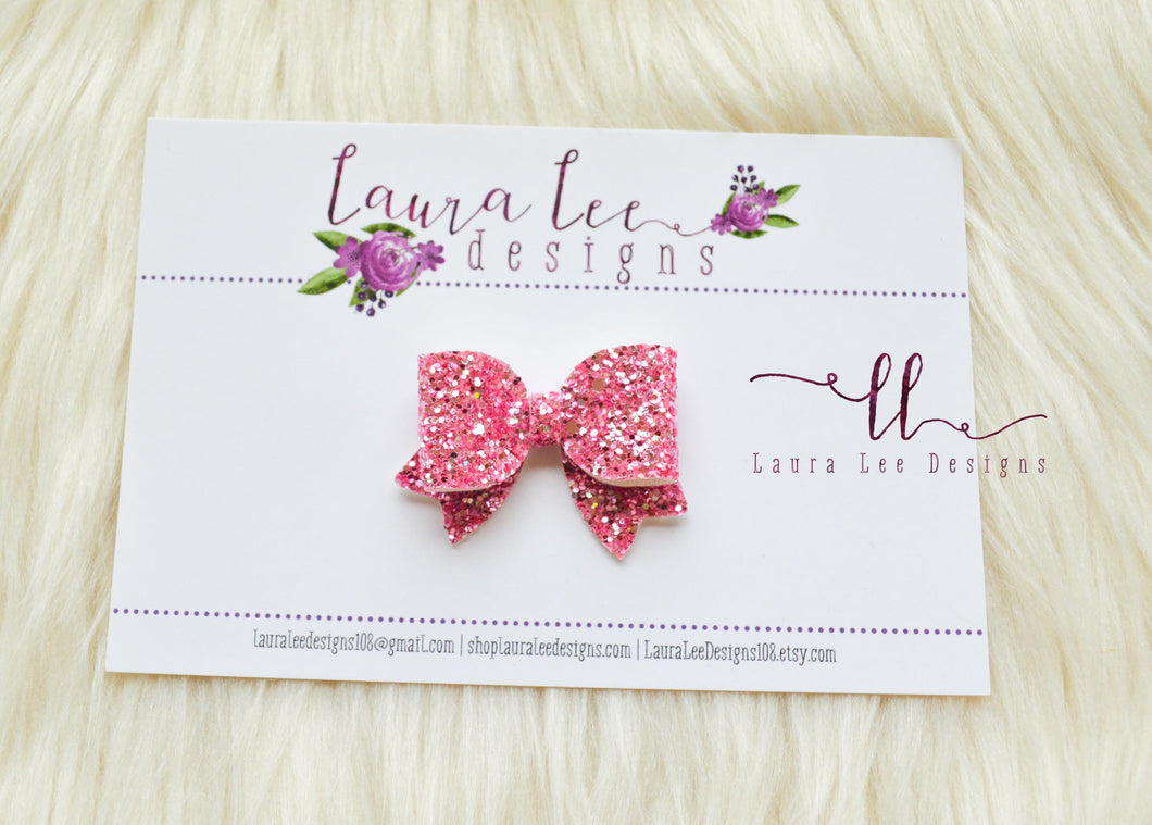 Bitty Style Bow || Tickled Pink Glitter