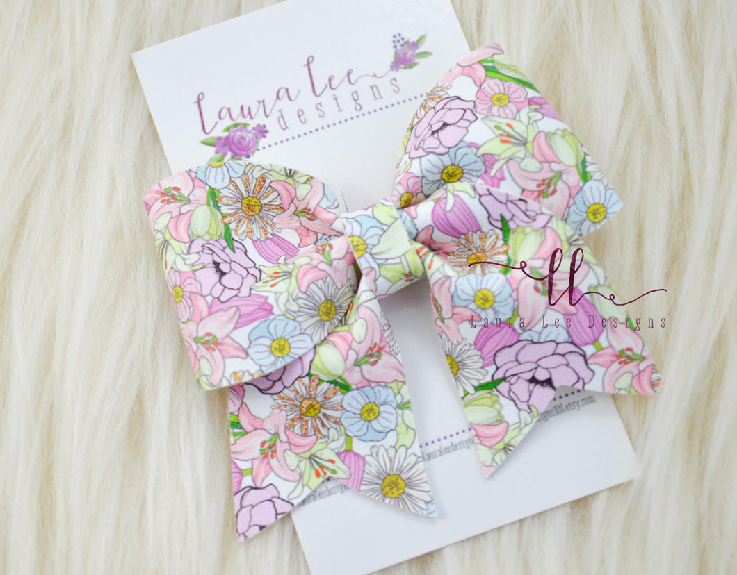 Little Missy Bow || Pastel Floral
