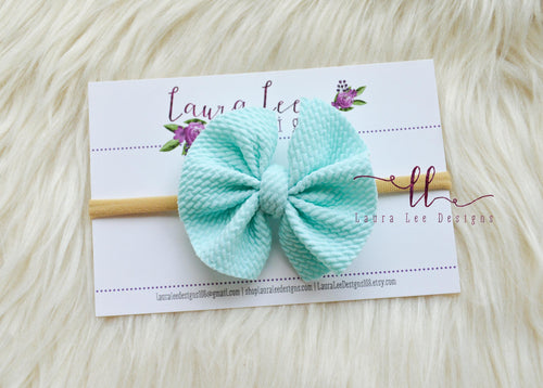 Small Julia Super Messy Bow Style Bow || Light Blue || HEADBAND ONLY