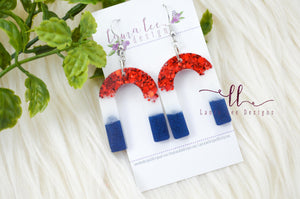 Arch Resin Earrings || Red, White, and Blue