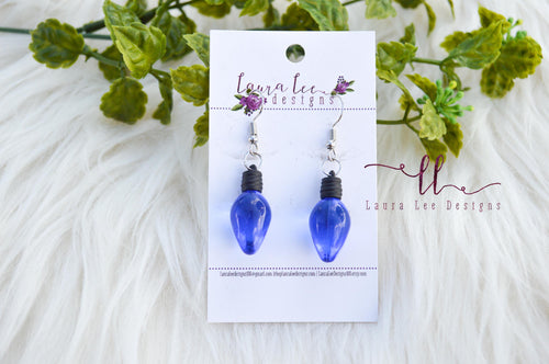 Earrings || Blue Christmas Lights