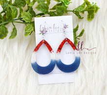 Teardrop Resin Earrings || Red,White, and Blue