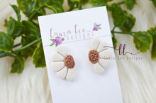 Half Daisy Statement Stud Earrings || Beige and Brown