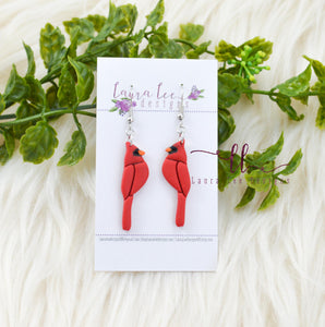 Bird Clay Earrings || Cardinal