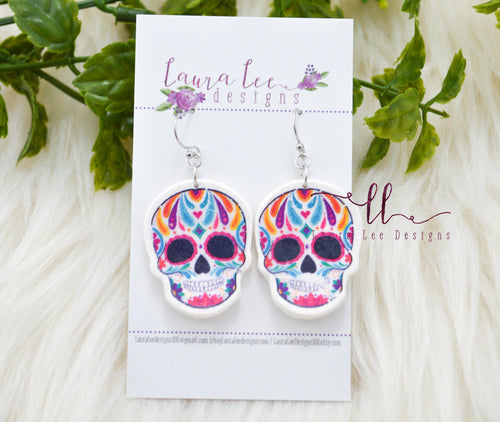 Skull Clay Earrings || Colorful