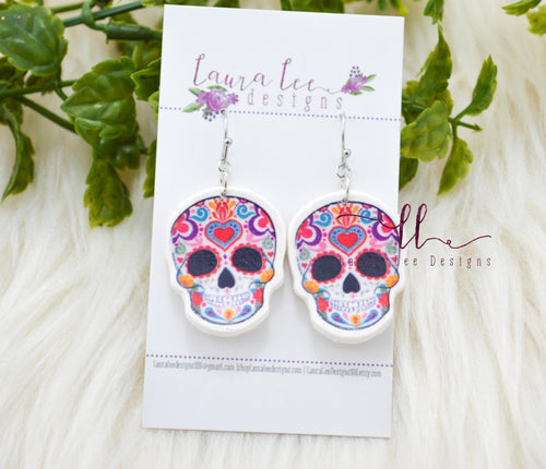 Skull Clay Earrings || Colorful