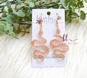 Snake Resin Earrings || Gold Glitter