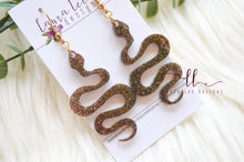 Snake Resin Earrings || Brown Galaxy Glitter