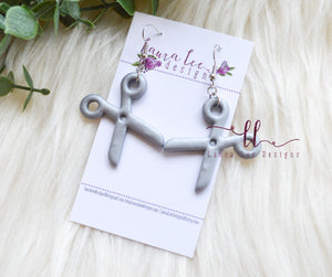 Silver Scissors Clay Earrings || Made to Order