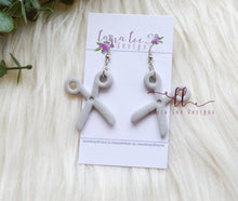 Light Silver Scissors Clay Earrings || Made to Order