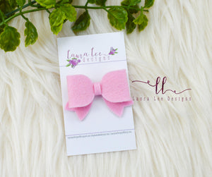 Bitty Style Bow || Cotton Candy Pink Felt