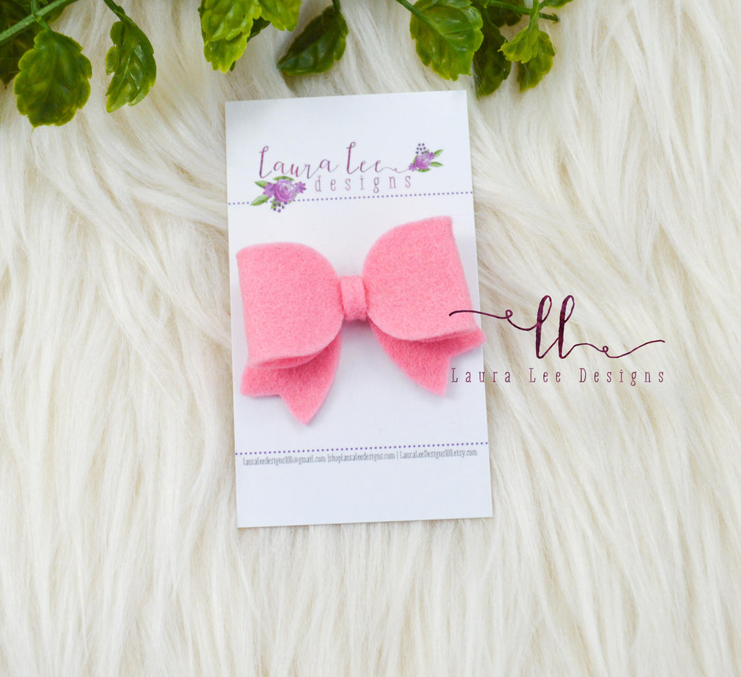 Bitty Style Bow || Coral Pink Felt