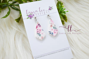 Dagger Dangle Earrings || Pink Floral