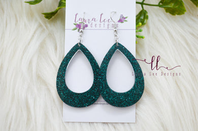 Teardrop Resin Earrings || Evergreen Glitter