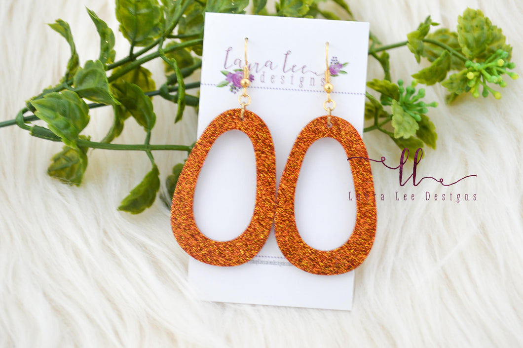 Fat Teardrop Resin Earrings || Pumpkin Spice Glitter