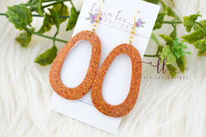 Fat Teardrop Resin Earrings || Pumpkin Spice Glitter